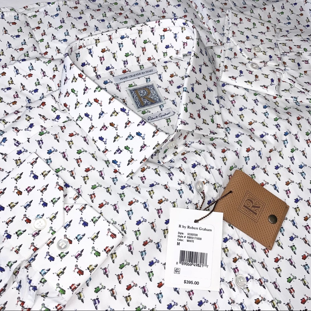 R by Robert Graham Shirt Mens Scooter Print